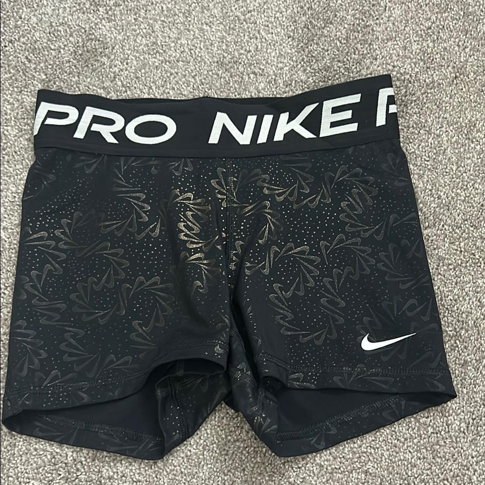 Nike Black and Gold Patterned Shorts